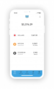 Screenshot of Shakepay mobile app. 